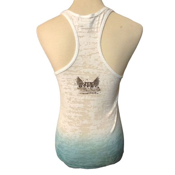 Junk Gypsy racer back white burnout tank novelty print of heart compass - Picture 5 of 9